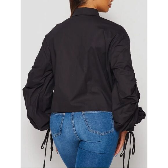 Black Drawstring Blouse - Picture 2 of 2